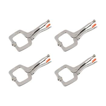 4PK Supercraft Locking C-Clamp Plier W/ Swivel Pad Jaws For Welding Use 280mm