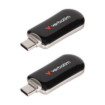2PK VERBATIM Plectra USB-C 3.2 Gen 1 Connect Flash Drive 64GB Black