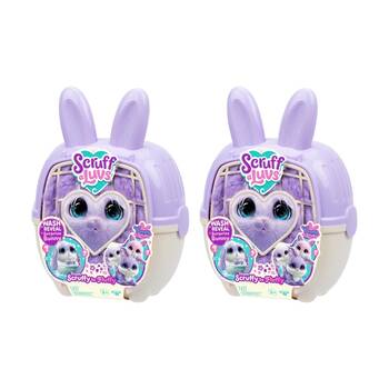 2PK Scruffaluvs Series 2 Bunny Single Pack Kids Plush Toy W/ Carrier 2y+