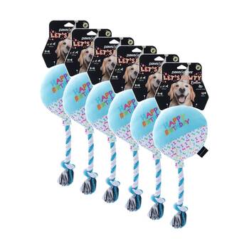 6x Paws And Claws Birthday Plush Dog Pet Play Toy 20-35x12x8cm Assorted