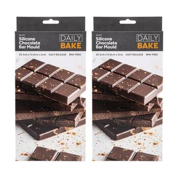2x 2pc Daily Bake Easy Release Silicone Chocolate Bar Mould Set 25.3x13.8cm