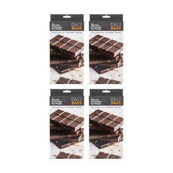 4x 2pc Daily Bake Easy Release Silicone Chocolate Bar Mould Set 25.3x13.8cm