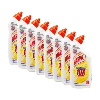 8PK Harpic White Shine Bleach Toilet Cleaner Kills 99.9 Percent 450ml Gel Citrus