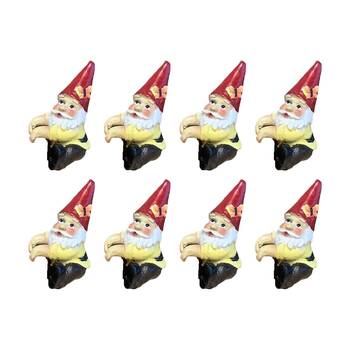 8PK Indoor/Outdoor Garden Gnome Plant Pot Sitter Decor 9x6x5cm Assorted