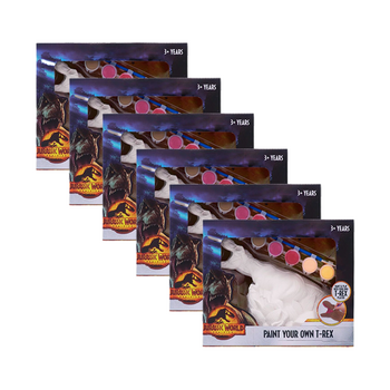6PK Jurassic World Paint Your Own Plaster T-Rex Kids Craft Kit 3y+ Multicolour
