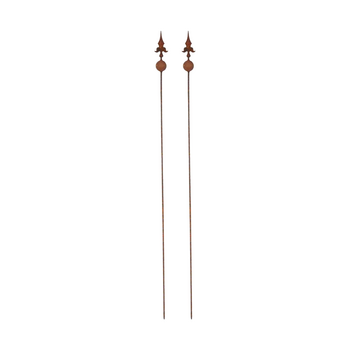 2x 6pc Mixed Designs Pre-Rusted Steel Garden Stakes Ornament Decor Set Brown