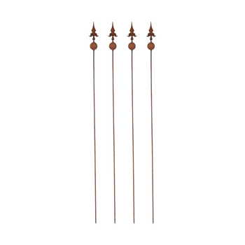 4x 6pc Mixed Designs Pre-Rusted Steel Garden Stakes Ornament Decor Set Brown