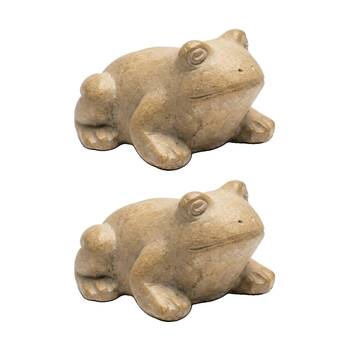 2PK Toad Garden Textured Decoration Ornament Accent Cement Medium