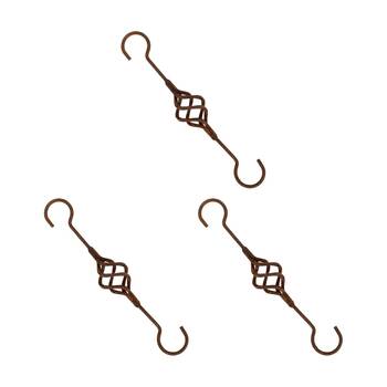 3PK Hanging Hook With Twirl Pre-Rusted Metal Garden Ornament Decor 34cm