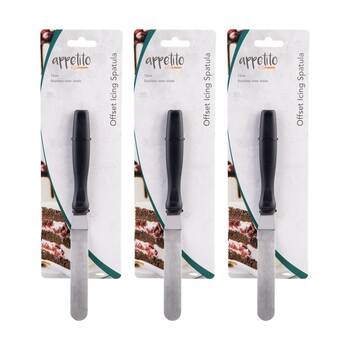 3PK Appetito Stainless Steel Offset Icing Spatula W/ Ergonomic Handle 12cm