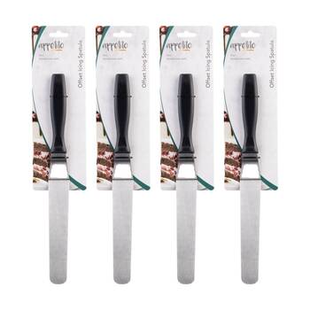 4PK Appetito Stainless Steel Offset Icing Spatula W/ Ergonomic Handle 20cm