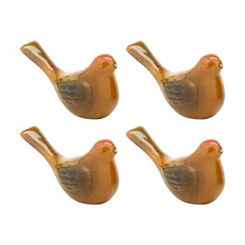 4PK Decorative Ceramic Birds Glazed Finish Indoor Outdoor Decor Assorted