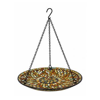 Hanging Bird Bath Mosaic Design Autumn Functional Garden Ornament