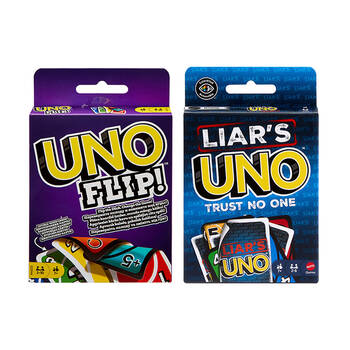 Mattel UNO Flip! & Liars Kids/Family Party/Travel Strategy Card Games 7y+