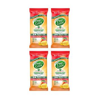 4x 110pc Pine O Cleen Pack Household Grade Disinfectant Wipes Mango Scent