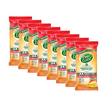 8x 110pc Pine O Cleen Pack Household Grade Disinfectant Wipes Mango Scent