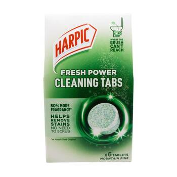 6pc Harpic Antibacterial Fresh Power Toilet Cleaning Tabs Mountain Pine