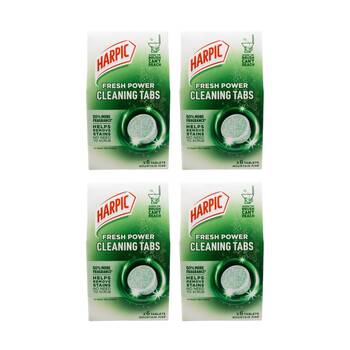 4x 6pc Harpic Antibacterial Fresh Power Toilet Cleaning Tabs Mountain Pine