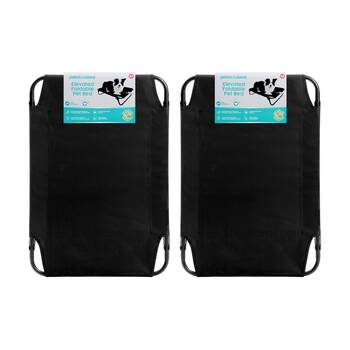 2x Paws And Claws Foldable Elevated Dog Pet Bed Black 80x55x18cm Medium