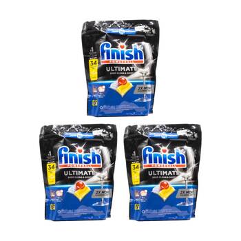 3x 34pc Finish Powerball Ultimate Deep Clean & Shine Dishwasher Tablets Lemon