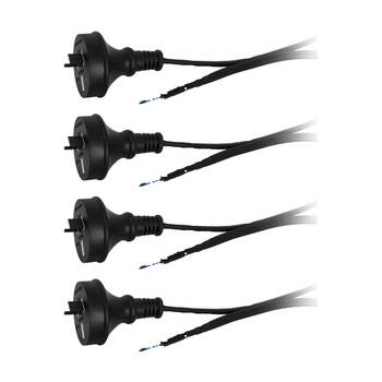4PK Doss 3M 7.5A 2 Core Mains Lead Bare Wire Power Black Cable AU Cord