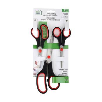 3pc Ideal Home Multipurpose Scissors W/ Soft Grip Handle Stainless Steel