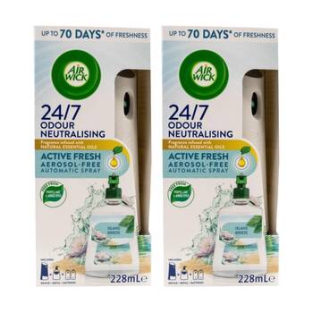 2PK Air Wick Automatic Spray Aerosol Free Active Fresh Fragrance 228ml