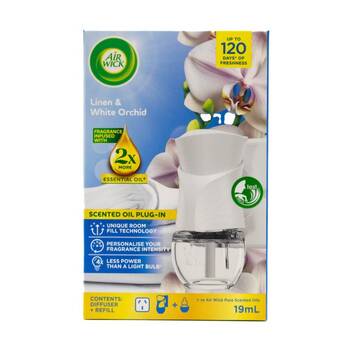 Air Wick Scented Oil Plug In Essential Oils W/ Diffuser Linen/White Orchid 19ml