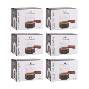 6PK Casabarista Espresso Shot Glass W/ Wooden Handle & Spout 120ml