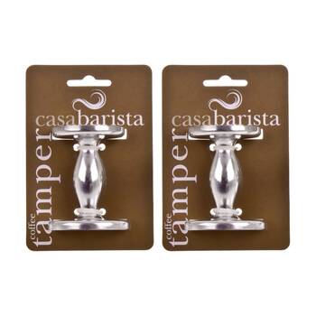 2PK Casabarista Polished Aluminium Coffee Tamper Dual Size 50mm & 55mm