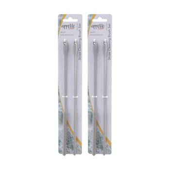 2x 2pc Appetito Silicone Straw Cleaning Brush Set 0.6mm & 0.8mm Light Grey