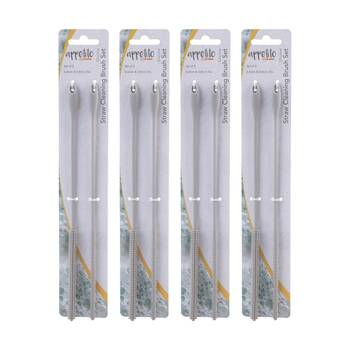 4x 2pc Appetito Silicone Straw Cleaning Brush Set 0.6mm & 0.8mm Light Grey