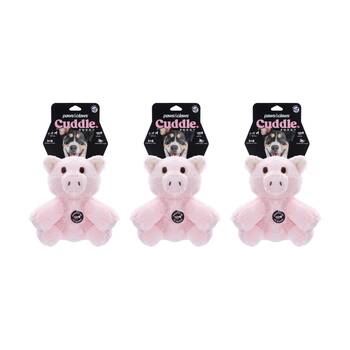 3x Paws And Claws Cuddle Buddy Animals 23cm Plush Squeaky Dog Pet Toy Assorted