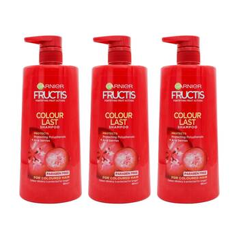 3PK Garnier Fructis Colour Last Vibrancy Protection Shampoo 850ml Acai Berry