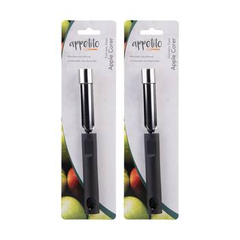 2PK Appetito Stainless Steel Apple Corer Kitchen Tool W/ Black Non-Slip Handle