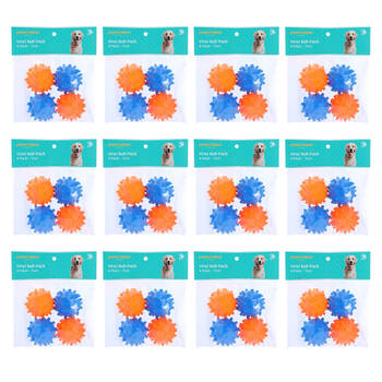 12x 4pc Paws And Claws Vinyl Ball Dog Pet Play Fetch Toy Set 7cm Assorted
