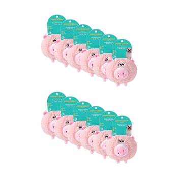 12x Paws And Claws Plush Round Animal Squeaky Dog Pet Toy 18x18x18cm Assorted