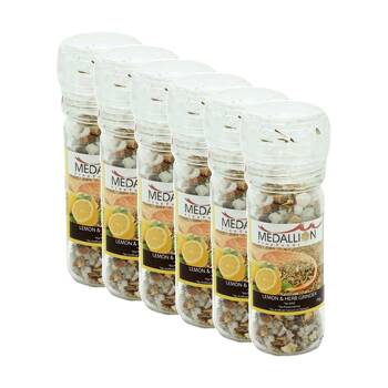 6PK Medallion Lemon & Herb Flavoured Twist Grinder Cooking Condiment 70g