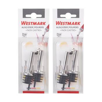 2x 2pc Westmark Stainless Steel Bottle Pourers Set W/ Hinged Metal Cap
