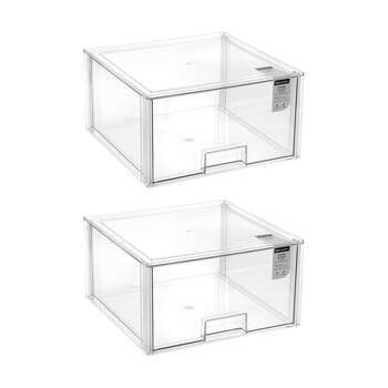 2x Boxsweden Crystal Stackable Organisation Storage Drawer 36.5x36x20cm 23L