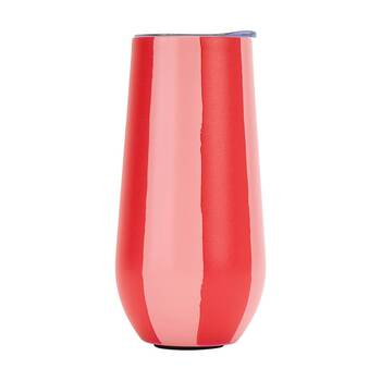 Annabel Trends Sparkling Flute Double Walled Red & Pink Stripe Tumbler 175ml