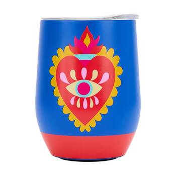 Annabel Trends Drink Tumbler Double Walled Blue & Red Fiesta Heart 350ml
