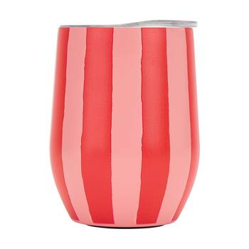 Annabel Trends Drink Tumbler Double Walled Red & Pink Stripe 350ml