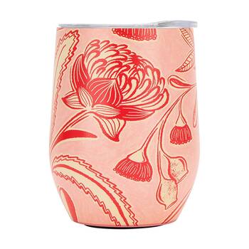 Annabel Trends Drink Tumbler Double Walled Red & Pink Trailing Natives 350ml