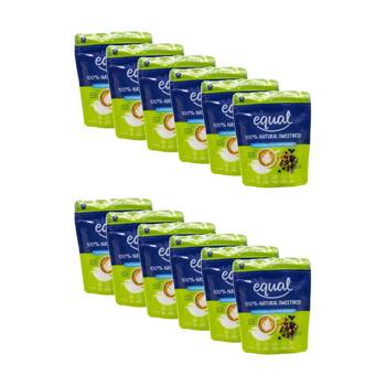 12PK Equal 100% Natural Sweetness Low Calorie Sugar Replacement 200g White