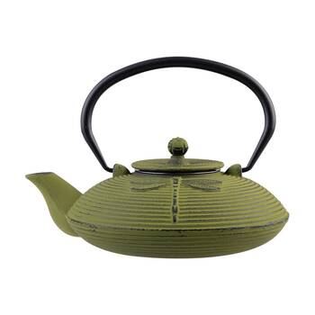 Teaology Cast Iron Teapot W/ Stainless Steel Infuser Dragonfly Green 770ml