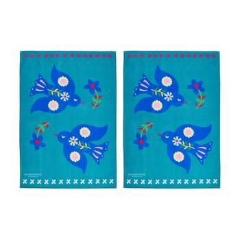 2PK Annabel Trends Kitchen Tea Towel Fiesta Bird Print 100% Cotton 70x50cm