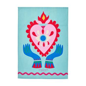 Annabel Trends Kitchen Tea Towel Fiesta Heart Print 100% Cotton 70x50cm