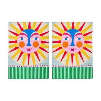 2PK Annabel Trends Kitchen Tea Towel Fiesta Sun Print 100% Cotton 70x50cm