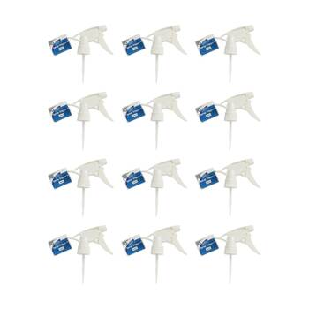 12PK Edco Adjustable Setting 257mm Stem Spray Trigger For Use With 500ml White